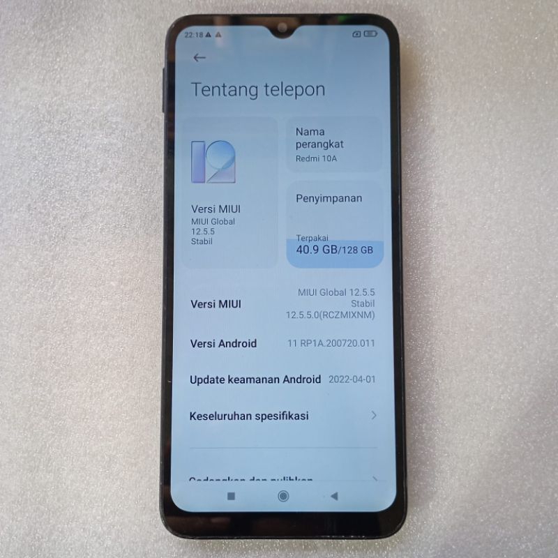 MESIN REDMI 10A RAM 6/128 NORMAL TESTED