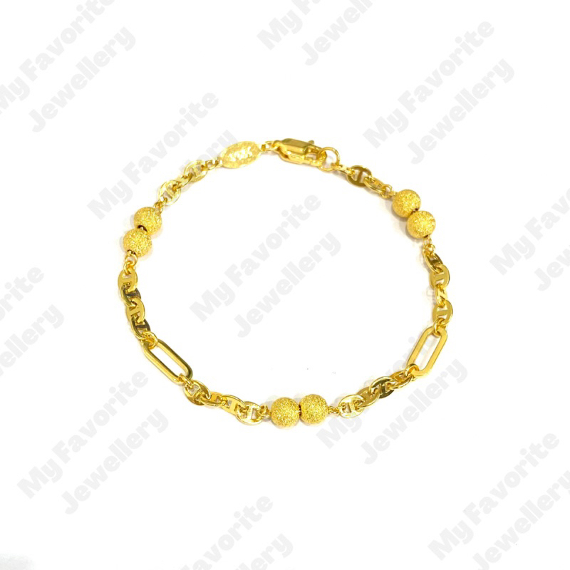 Gelang Castelli Variasi Bola Pasir Emas Asli Kadar 700