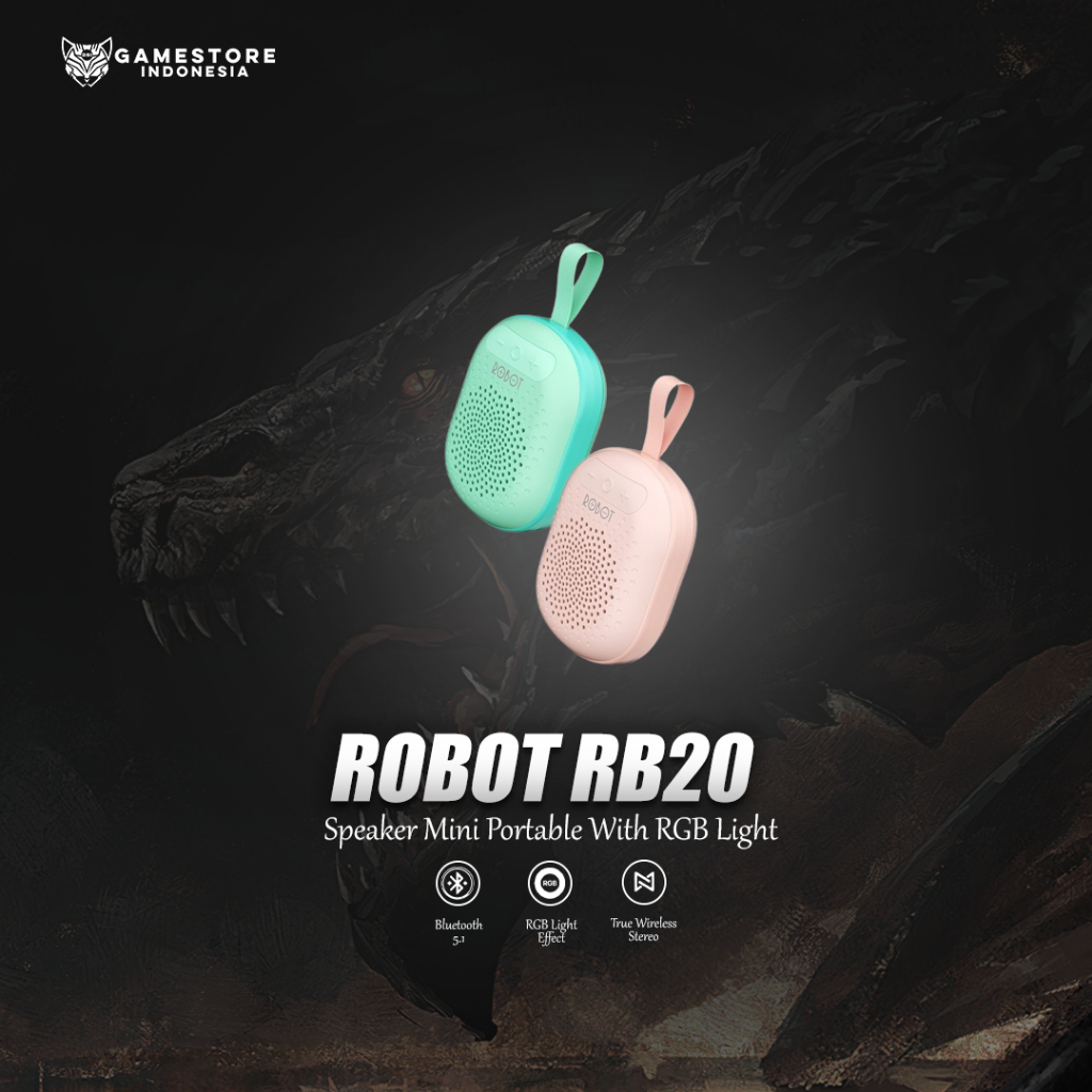 SPEAKER SALON TWS BLUETOOTH 5.1 ROBOT RB20 Mini Portable With RGB Light