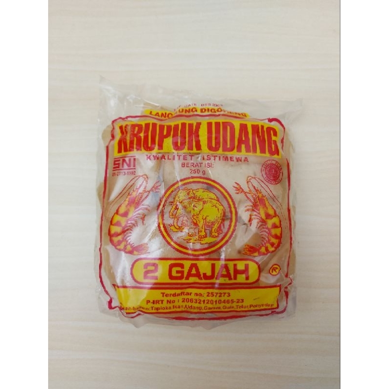 

KERUPUK UDANG CAP 2 GAJAH 250 GRAM / KRUPUK UDANG ASLI INDRAMAYU