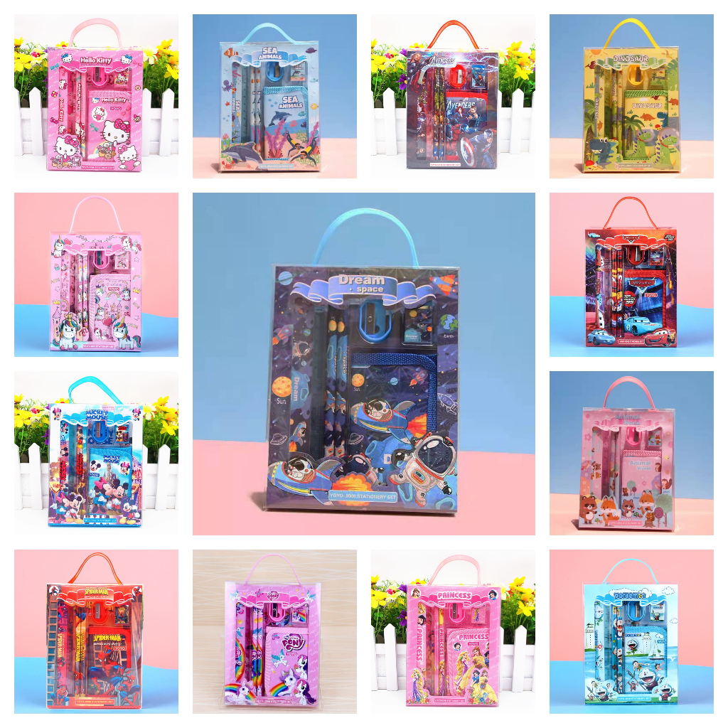 

SET ATK GIFT BOX KIDS ANAK PENSIL PENGGARIS PENGHAPUS RAUTAN DOMPET KOTAK PENSIL MOTIF SPACE ASTRONOT ANIMAL P8 #KIDSHINE