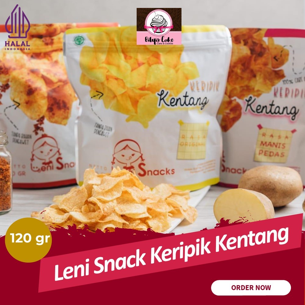 

Leni Snack Keripik Kentang 120 Gram/ Rasa Original Asin Manis Pedas