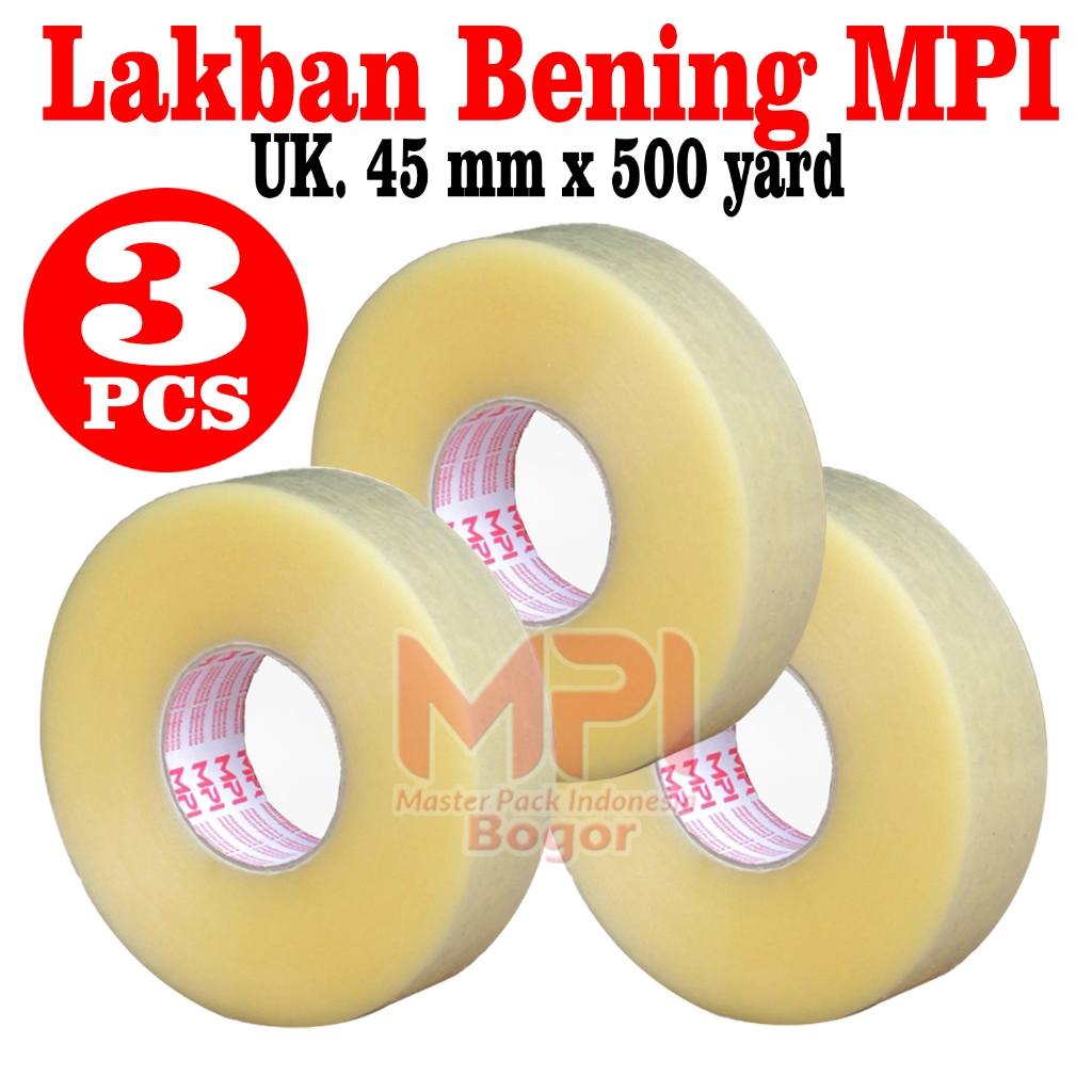 

3 PCS - Lakban Bening JUMBO MPI 45 mm x 500 yard - Lakban Packing - Master Pack Indonesia Bogor