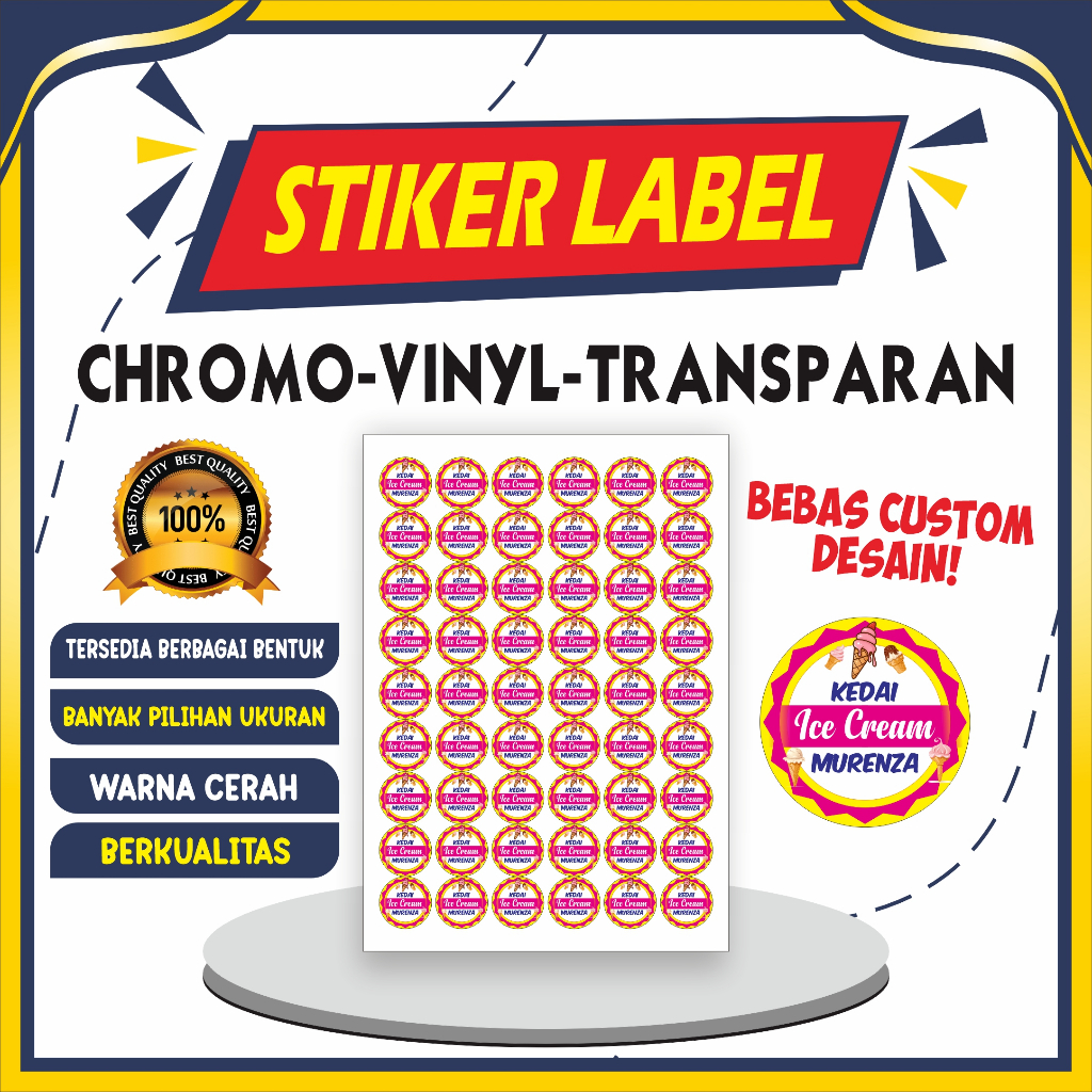 

Sticker Stiker Label Makanan Stiker gelas Gratis desain custom bahan vinyl Tahan air