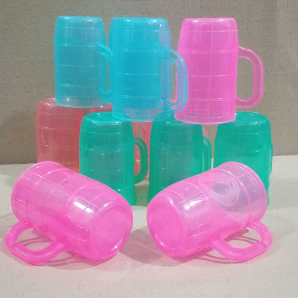 Gelas plastik gagang warna/Gelas plastik gagang warna