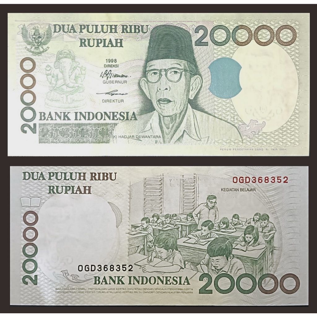 Uang kuno 20000 rupiah tahun 1998 Ki Hajar Dewantara
