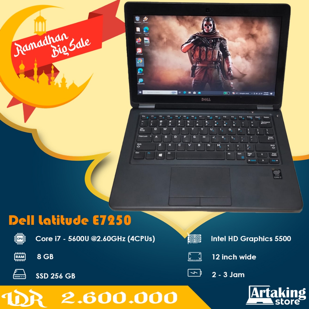 Promo Ramadhan - Dell Latitude E7250 - Core i7 - Ram 8 GB - SSD 256GB