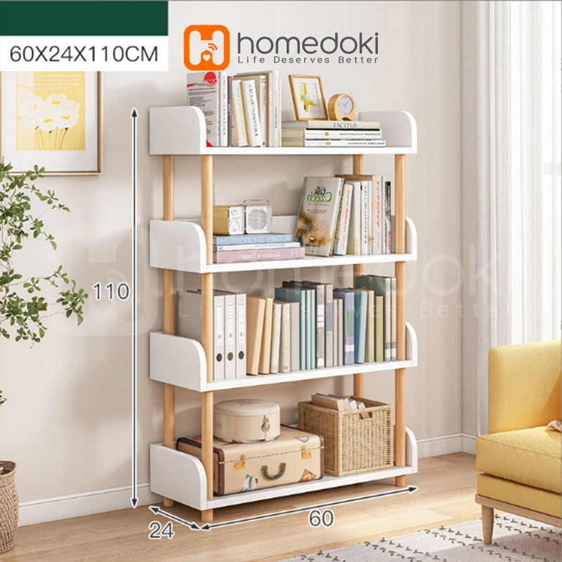 Homedoki Rak Buku / Lemari Buku Serbaguna 4 Susun / Rak Penyimpanan Buku / Bookshelf