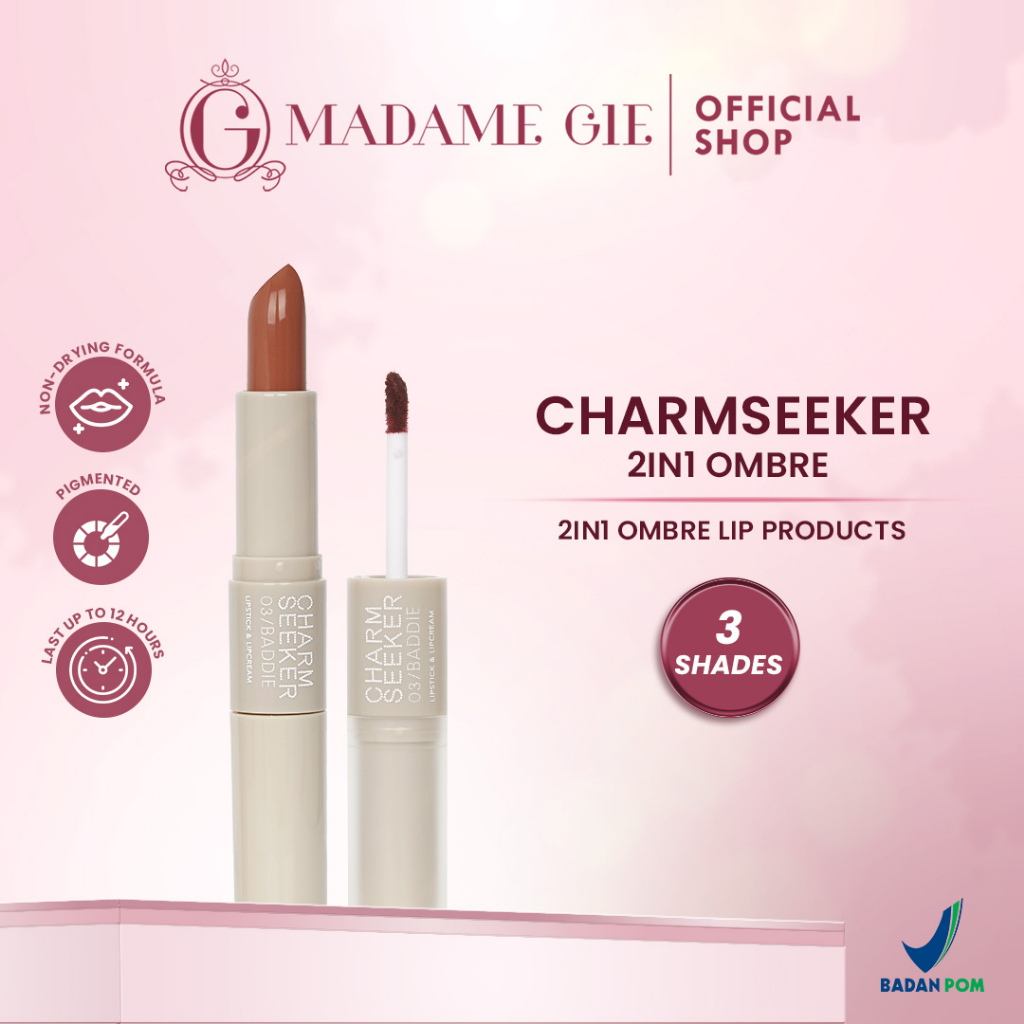 Madame Gie Charmseeker 2 in 1 Ombre - Riasan Matte Lembut, Lipstik ombre