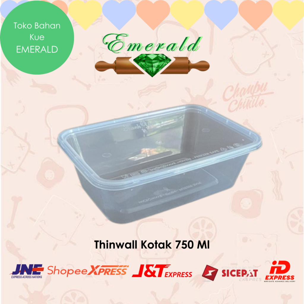 

Thinwall Persegi/Kotak Makan Plastik 750 ML