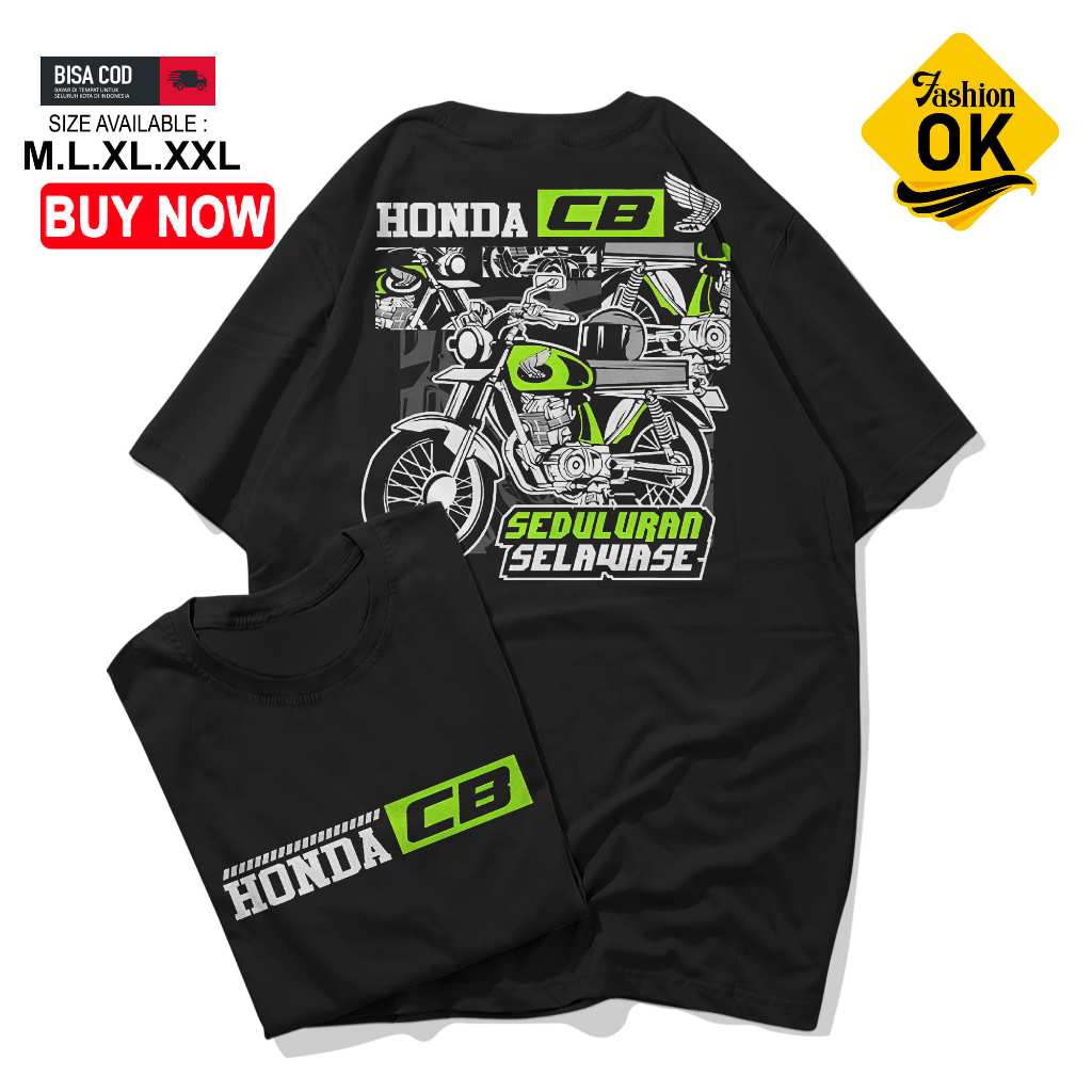 V90 KAOS BAJU MOTOR HONDA CB SEDULURAN SELAWASE T-SHIRT HONDA CB SIMPLE MURAH KAOS DISTRO KAOS CB CL