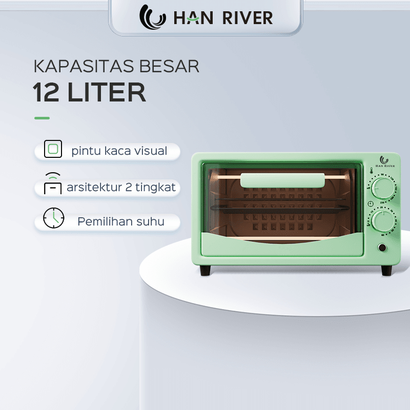 HAN RIVER HROV01RD oven listrik low watt 12 L-800 Watt