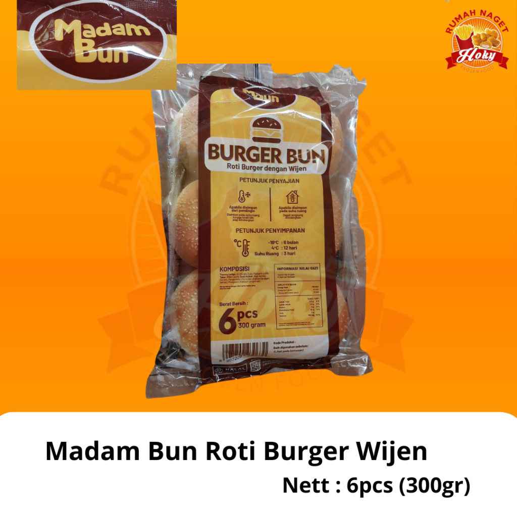 

Madam Bun Roti Burger Wijen isi 6 pcs