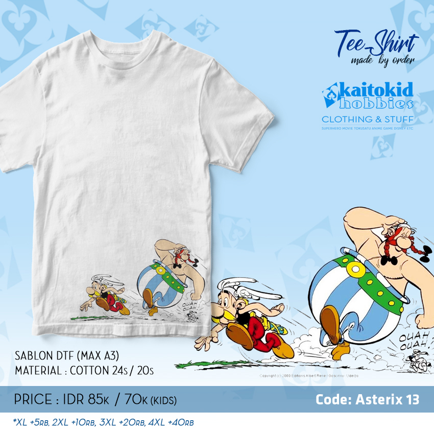 Kaos ASTERIX OBELIX LARI KABUR komik Jadul bisa custom desain bebas