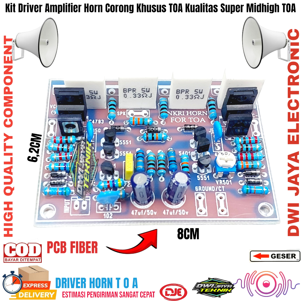 Kit Driver Amplifier Horn Corong Khusus TOA Kualitas Super Midhigh TOA PCB FIBER