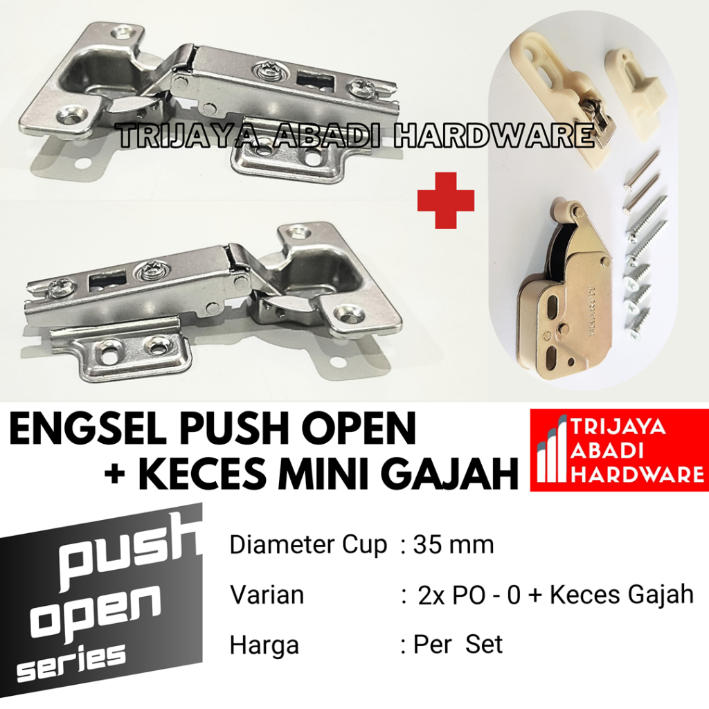 Engsel Sendok Push Open 35mm PO Keces Mini Gajah Hinge Harfit Pintu Lemari Kabinet