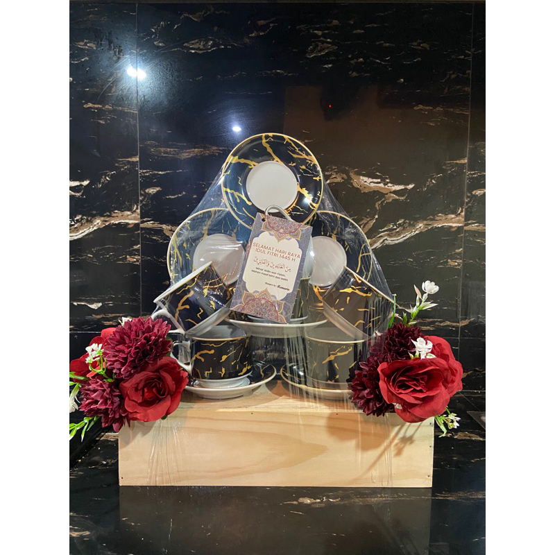 

HAMPERS / HANTARAN / KADO CUP - 6 Set Classic Marble Cup Hampers - HANTARAN PERNIKAHAN / LAMARAN / KADO PERNIKAHAN PREMIUM