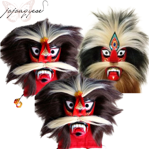 (TERMURAH) BUJANG GANONG/GANONGAN GRADE A / Topeng Bujang Ganong Jaranan / Ganongan Sintetis Rambut 