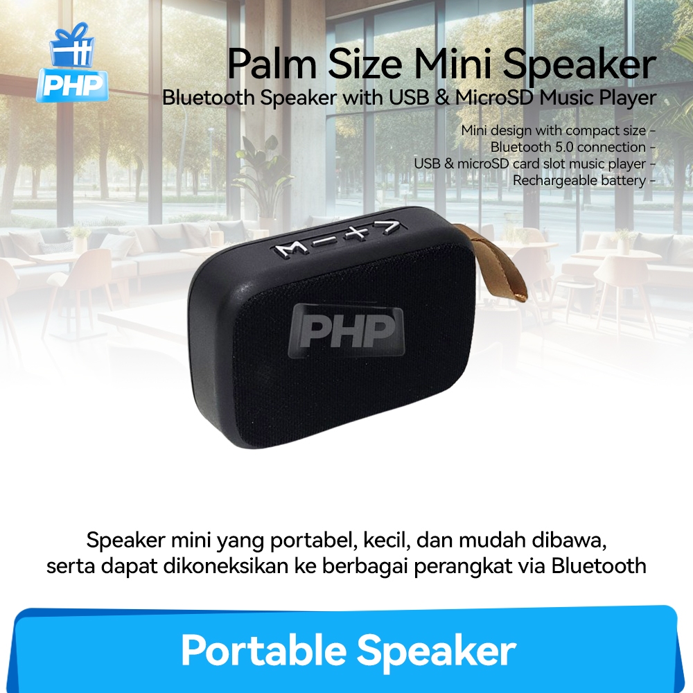 #PHP Mini Portable Palm Size Bluetooth Speaker (USB Port & MicroSD Slot)