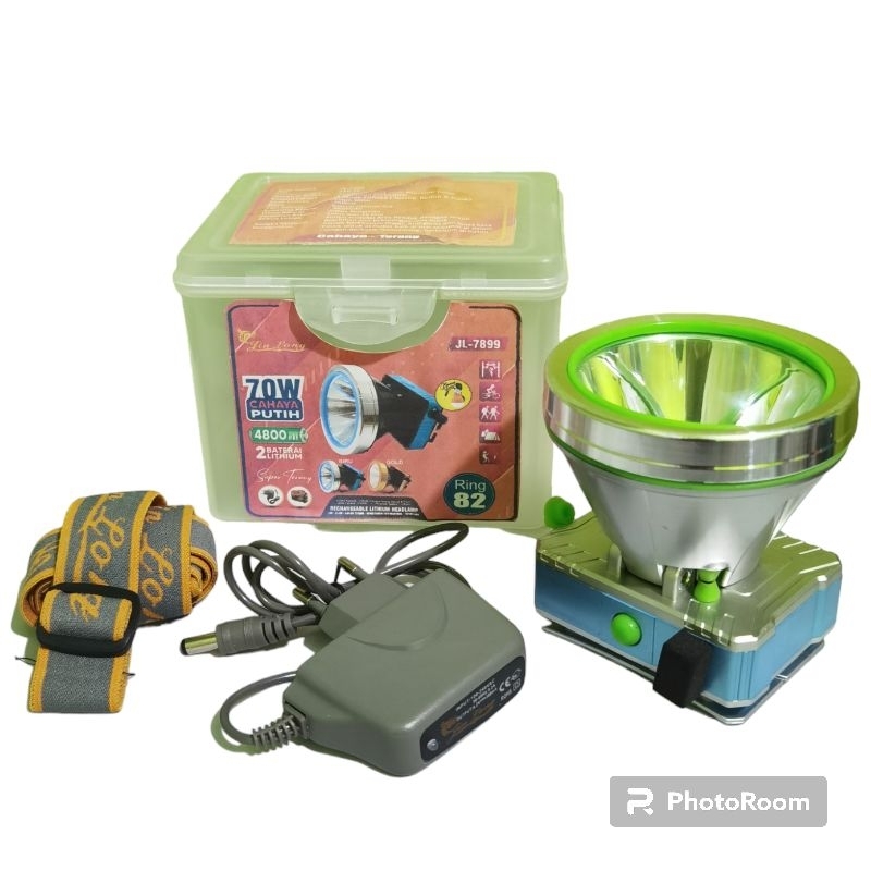 senter Kepala jinlong 70Watt JL-7899 Cahaya putih ll Senter Kepala Cas Jinlong 70W Original 100 %