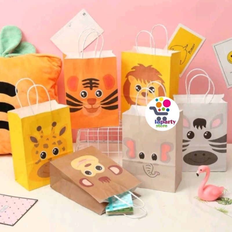 

Paper Bag Motif Animal / Goodie Bag / Gift Bag / Tas Kado Ulang Tahun