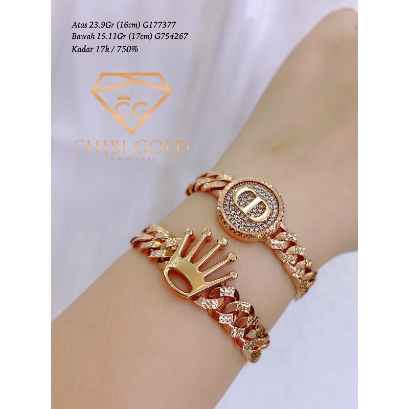 Chibi SALE - Gelang tangan sisik naga CD dan RX emas 750 kadar 17k