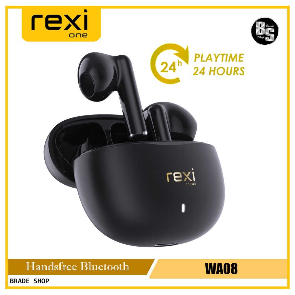 Headset Bluetooth TWS Rexi WA08 Xtra Bass Earphone Playtime 24 Jam