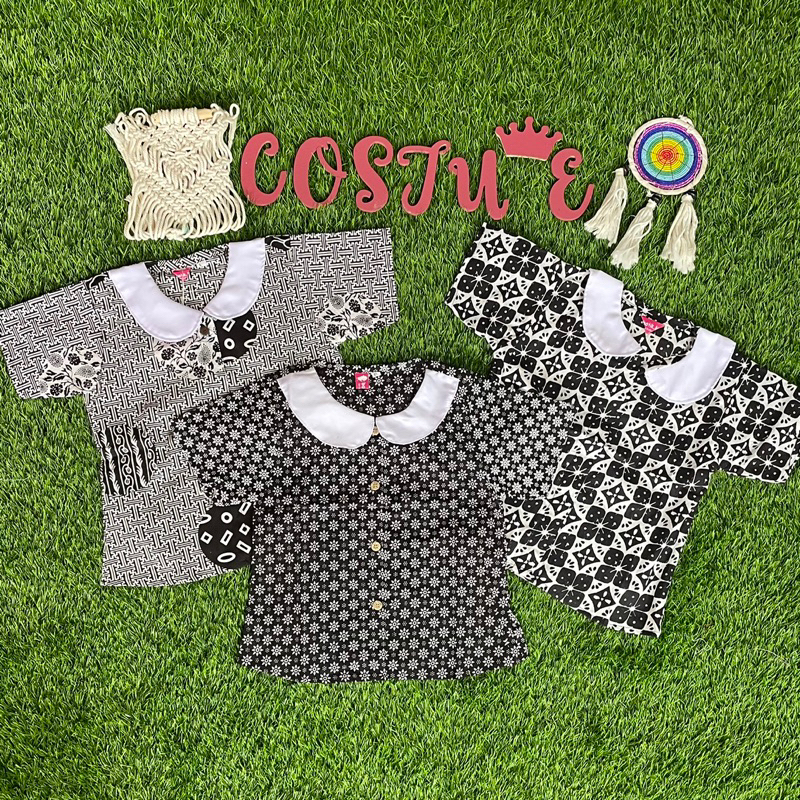 Batik Costume Blus Batik Anak Perempuan Bimboo Hitam Putih Atasan Anak Perempuan Blus Anak Batik Bim