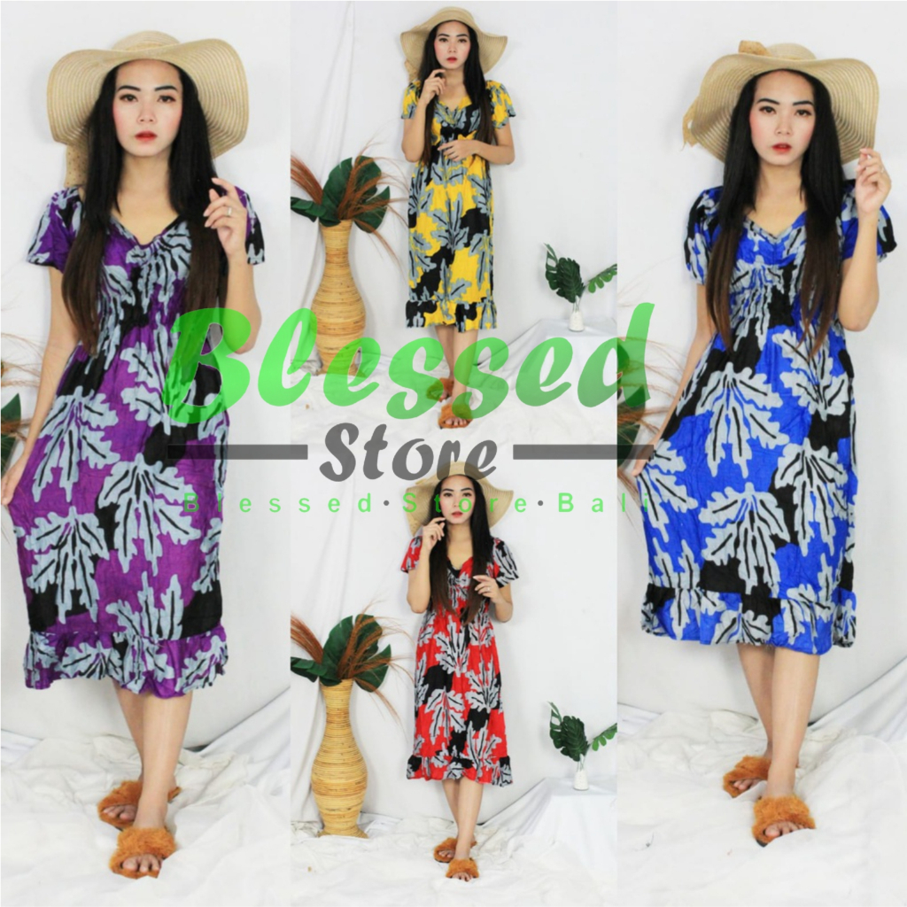 Dress Bali Model Casandra SMOKE Fashion Wanita Terbaru Kekinian Viral Daster Bali Bahan Rayon Adem D