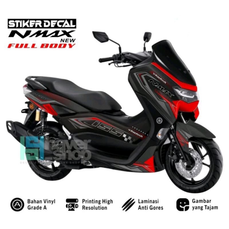 stiker decal all new nmax 155 full body abu lis merah