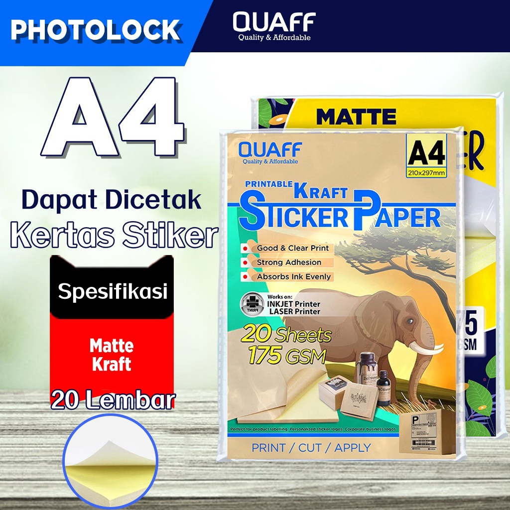 

Kertas Stiker Matte 175gsm & Kertas Stiker Kraft Ukuran A4 untuk Label dan Stiker (20 lembar)