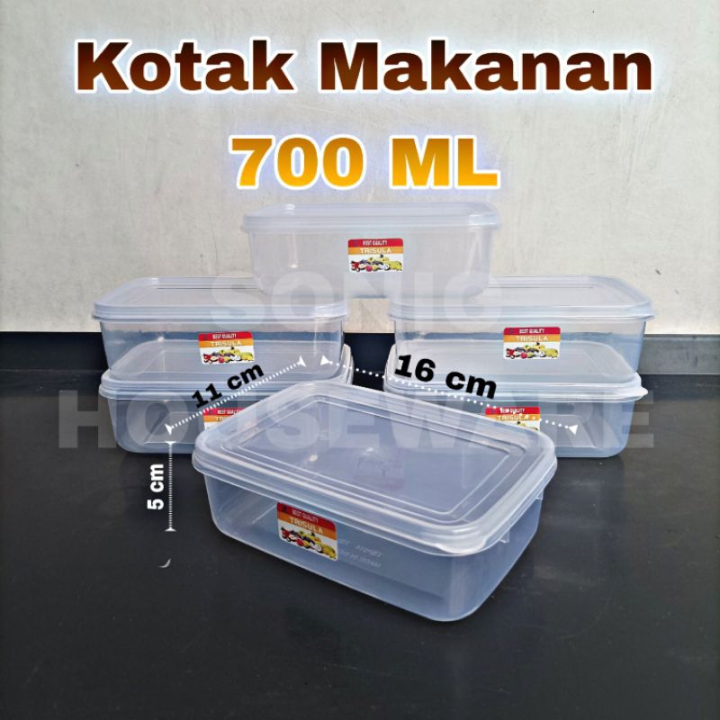 Toples Stoples Kotak Makanan Wadah Tempat Penyimpanan Makanan Makan Food Box 700 ML Sealware Segi Pa