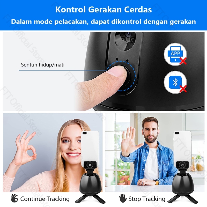 [BISA COD] FTT F4 Auto Face Tracking Gimbal Handphone Stabilizer 360° Gimbal Tripod with Remote Auto Tracking Phone Holder Kamera Penginderaan Sudut Lebar untuk Vlogging, TikTok, dan Streaming untuk IOS/ANDRIOD SISTEM-1