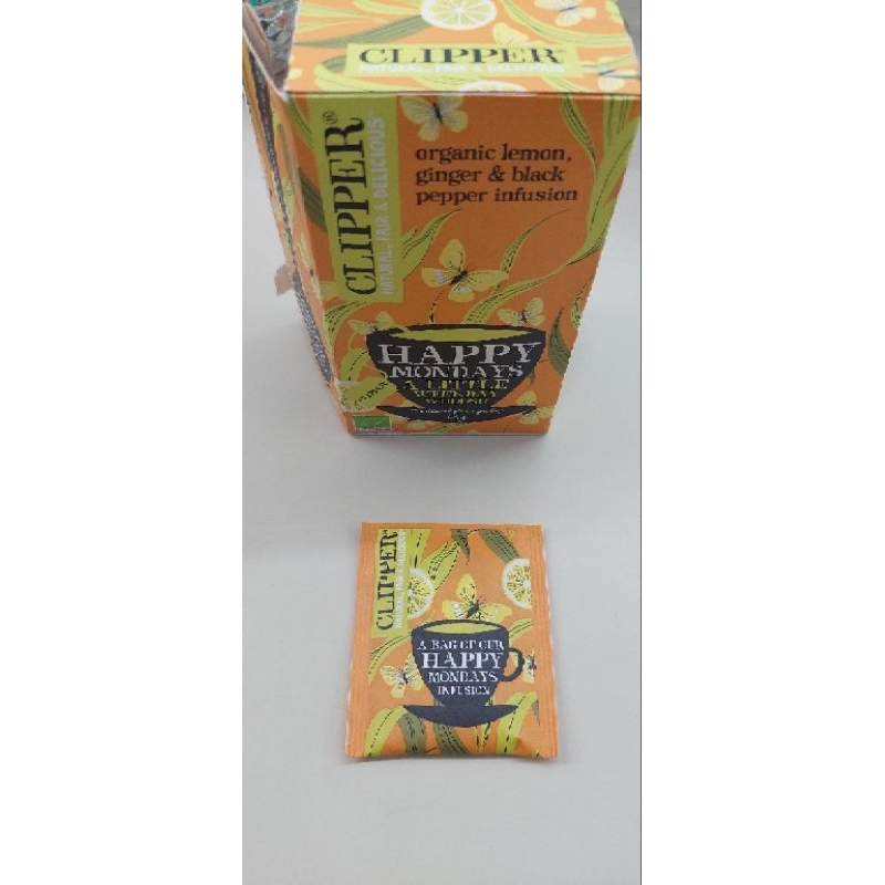 

Clippers Tea Happy Mondays Organic Lemon, Black Pepper and Ginger Infusion Tea Sachet