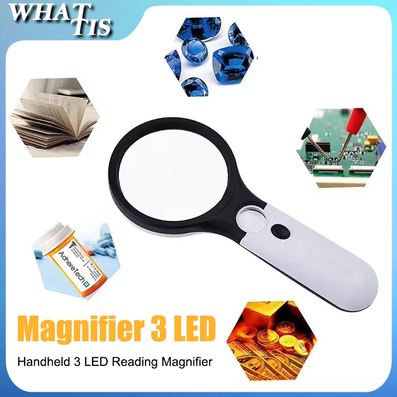 

Pandang 2in1 Pembesar Dengan Lampu 3 LED Membaca Magnifying Glass