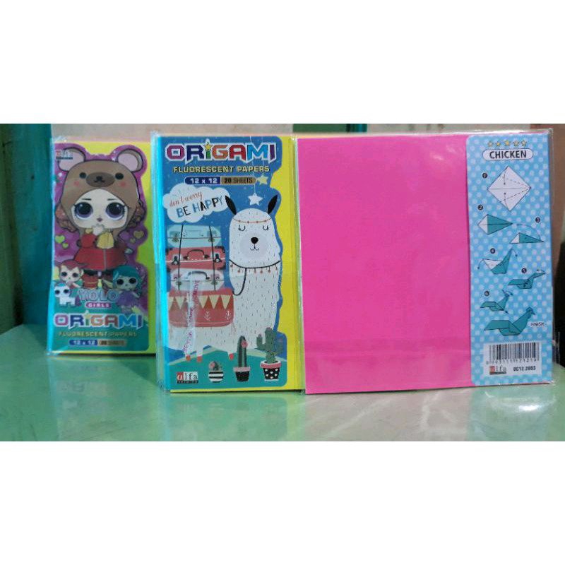 

kertas Origami fluorencent paper Alfa Ukuran 12x12 cm