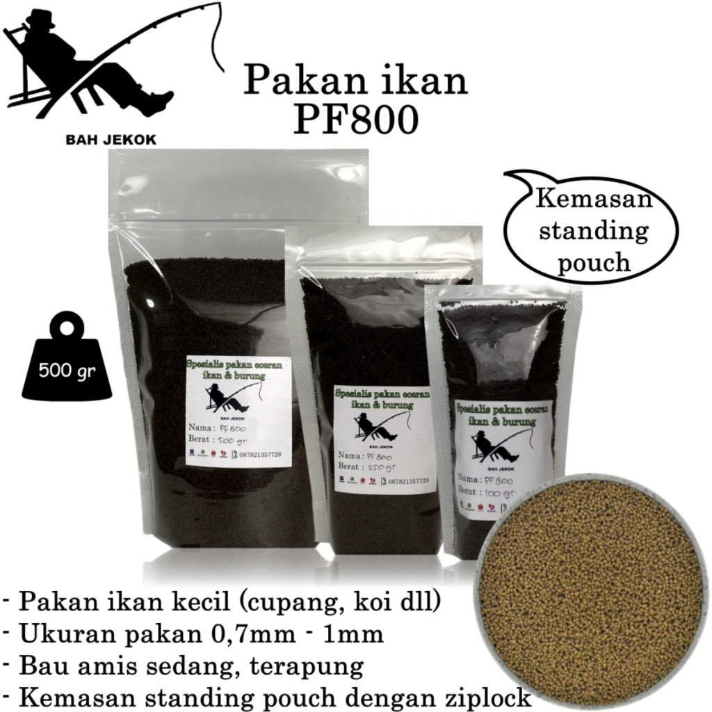 Pelet PF800 Pakan Ikan Hias Kecil Bibit Cupang Koi Guppy Tertra Kura Kura Kolam & Akuarium (500gr).