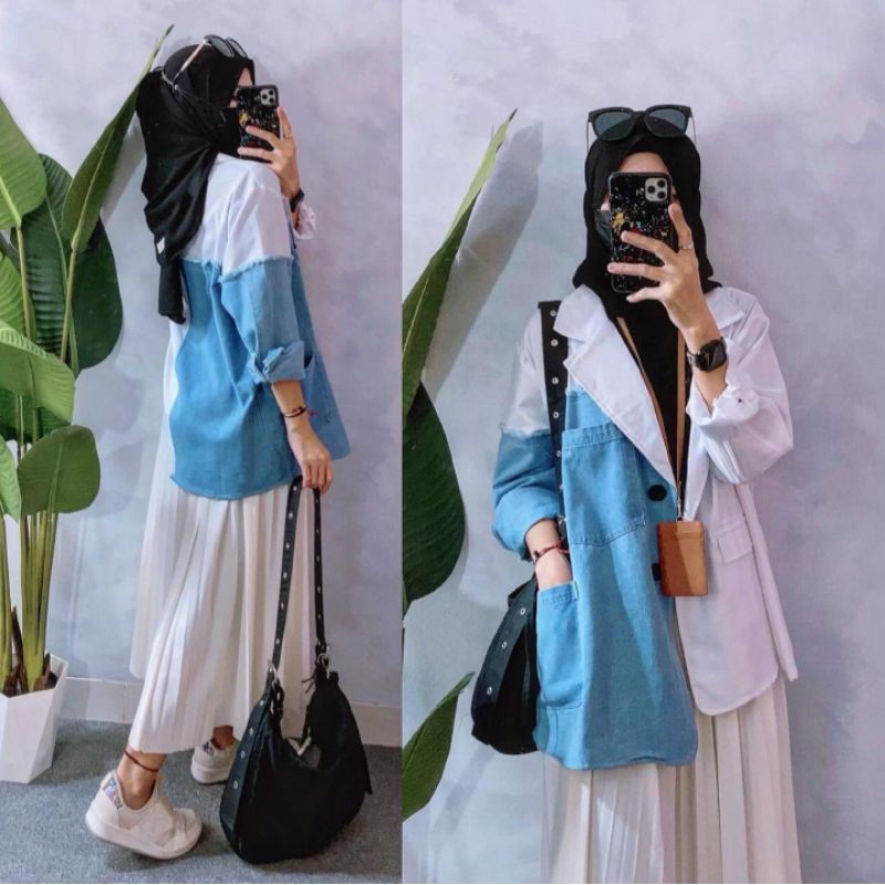 Real pic Original dan TERMURAH Vest Jeans Jumbo Import / Outer Jeans Bangkok IMPORT / Blazer Jeans I