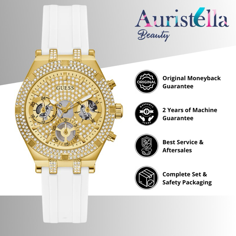 (ORIGINAL - BERGARANSI) JAM TANGAN GUESS HEIRESS GW0407L2 WHITE SILICONE STRAP ORIGINAL - JAM TANGAN