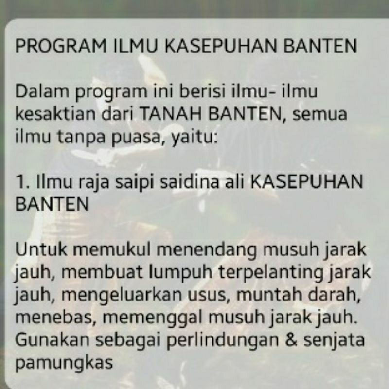 

PROGRAM KASEPUHAN BANTEN