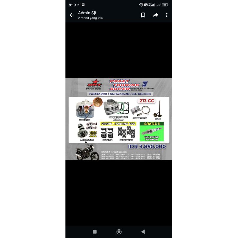 PAKET SUPER TOURING 3 BRT TIGER