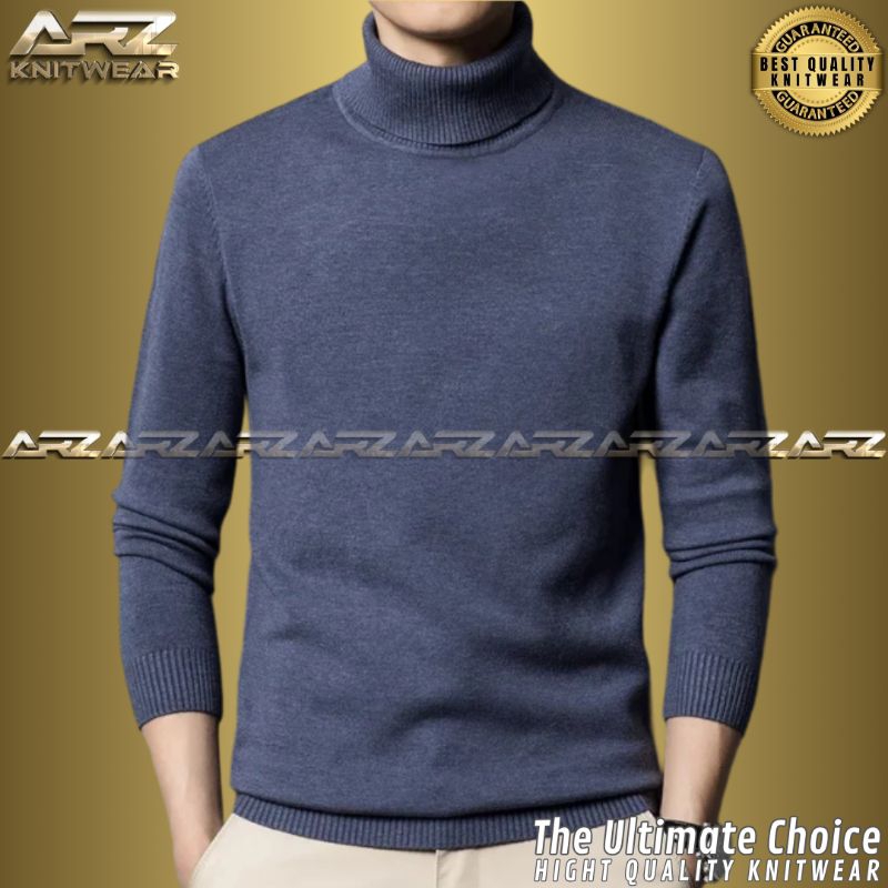SWEATER RAJUT ROLLNECK KATUN CASUAL SLIM FIT TURTLENECK LONGNECK - BLUE
