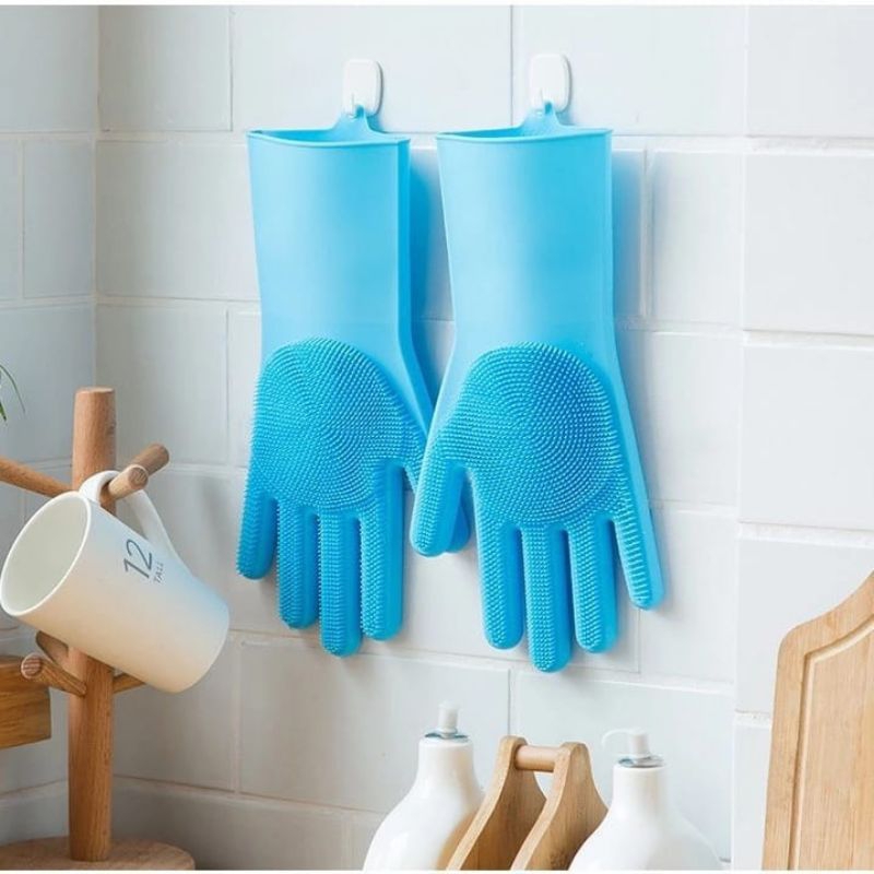 Sarung tangan cuci piring silikon praktis serbaguna/Alat kebersihan dapur