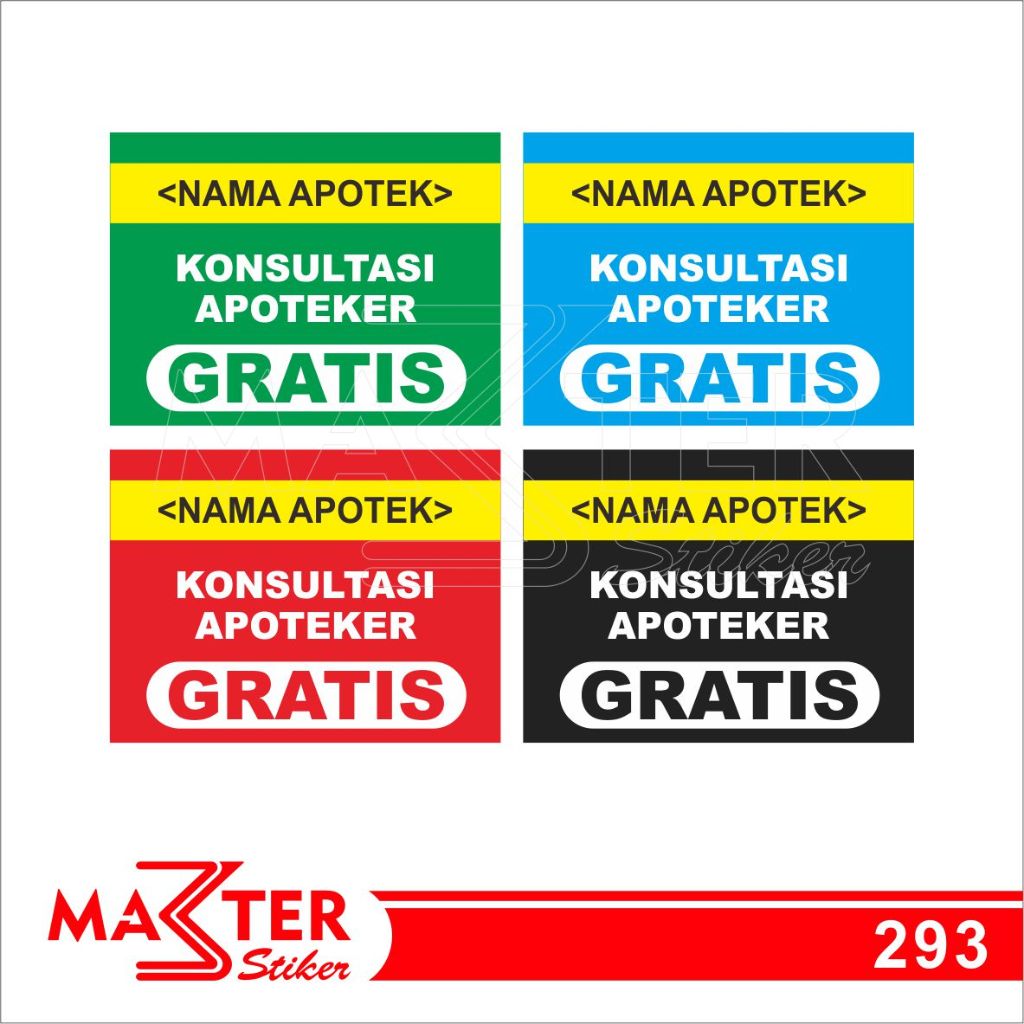 

293 - Stiker Konsultasi Apoteker Gratis, Sticker Vinyl, Premium, Tahan Air, Termurah, Bisa Custom