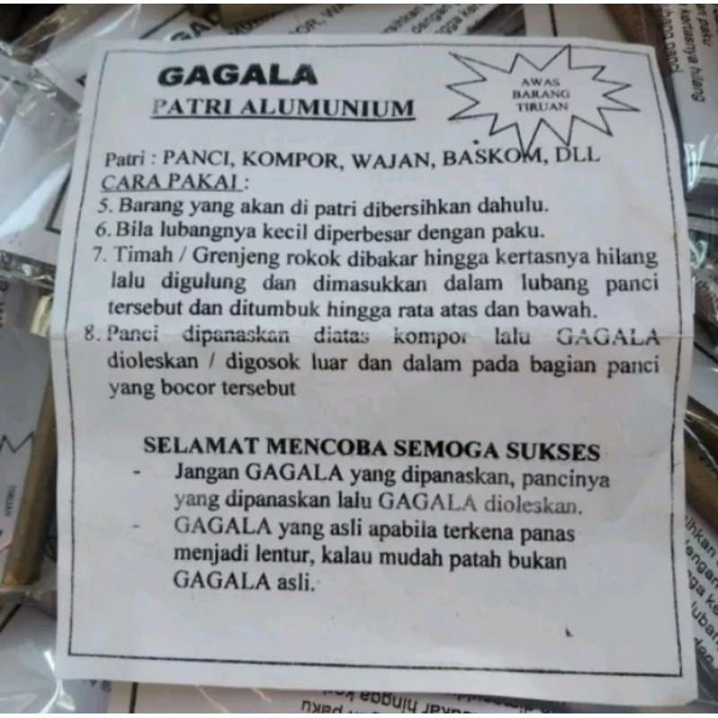 Patri Aluminium untuk tambal wajan dandang dll