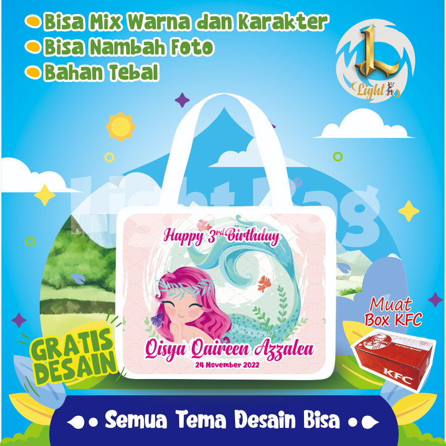

TAS SOUVENIR ULTAH MERMAID CUSTOM / TAS SOUVENIR PREMIUM / GRATIS DESAIN / BONUS FOTO ANAK / GOODIE BAG CUTE MERMAID CUTE CUSTOM / TAS ULANG TAHUN CUTE MERMAID CUSTOM / TAS ULTAH CUSTOM / TAS SOUVENIR 2 HARI JADI / TAS ULTAH/ TAS ULANG TAHUN