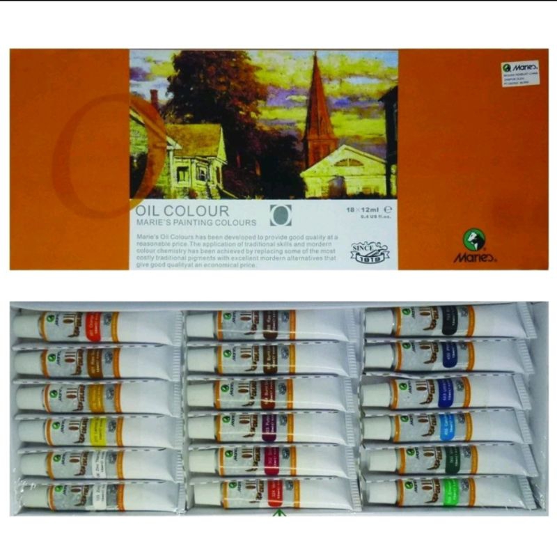 

oil colour maries 18w 12ml / cat minyak maries 18warna
