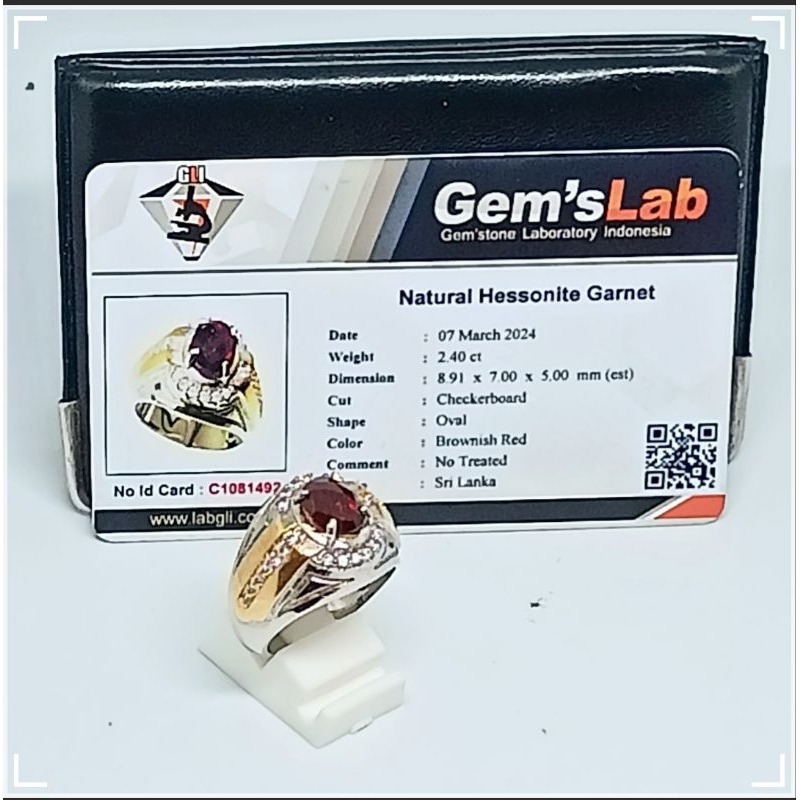 Cincin Natural Hessonite Garnet + Memo