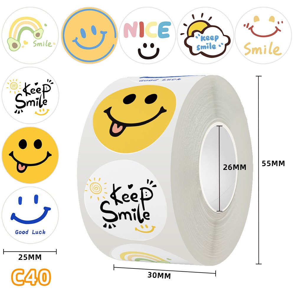 

RD (1 Roll isi 500pcs) Sticker Smile Sticker Roll Sticker Thank You Stiker Smile