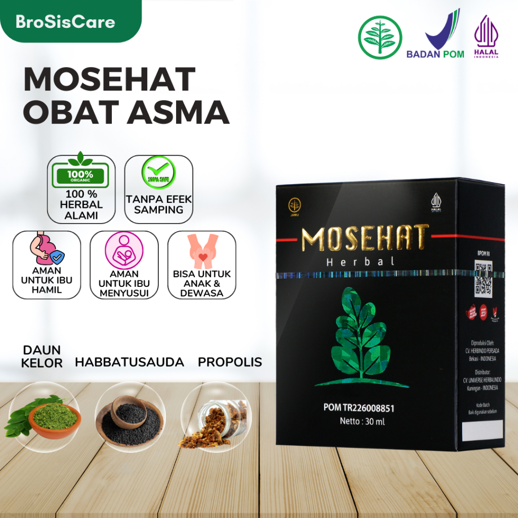 Mosehat Obat Asma Sesak Nafas Herbal Ampuh Alami  Untuk ISPA Bengek BPOM Halal & Original Berkhasiat